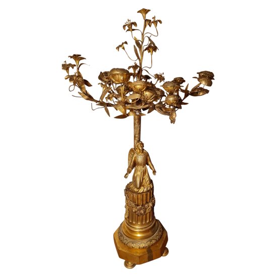 Candeliere religioso Ottone e bronzo, XIX secolo