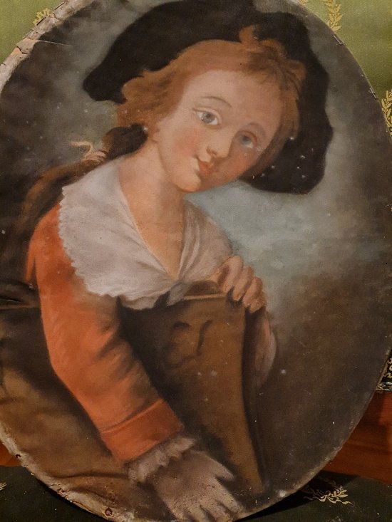 XVIII th Century, Pastel of the Countess De Chateauvieux 1788