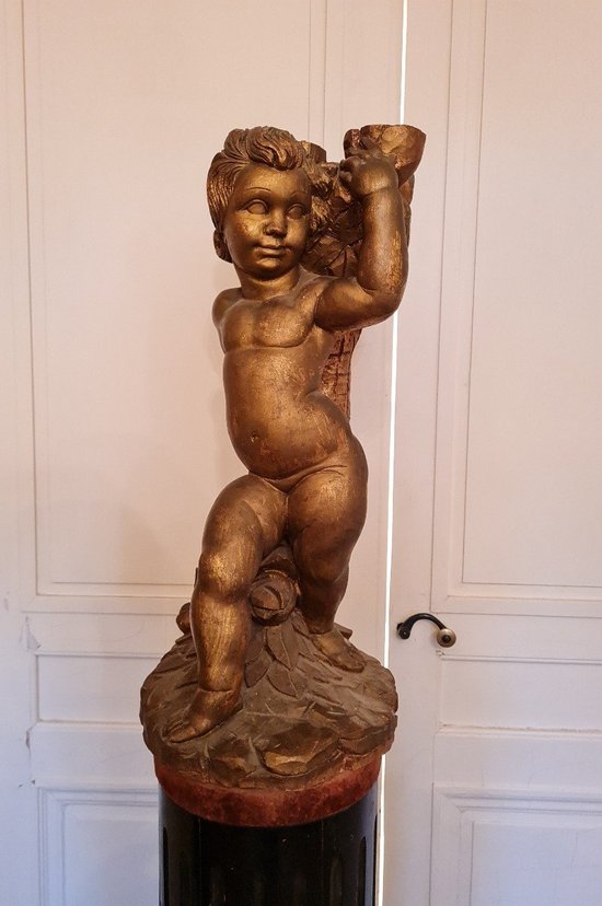 Angelot in legno intagliato del XIX secolo