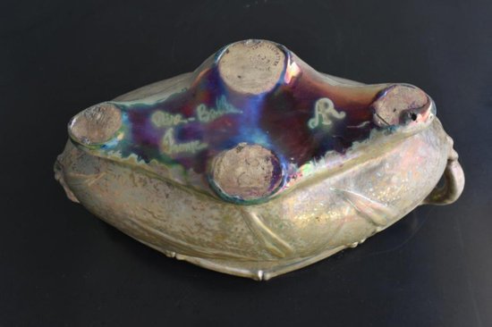 Ciotola Art Nouveau in terracotta iridescente in bambù di Aire-Belle a Vallauris