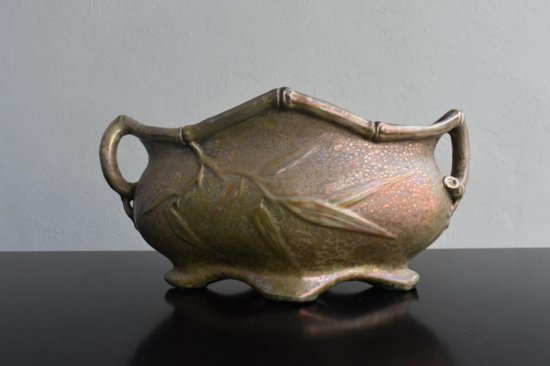 Ciotola Art Nouveau in terracotta iridescente in bambù di Aire-Belle a Vallauris