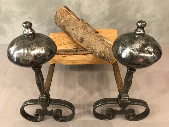 Antique Iron Andirons Late 17th Century
