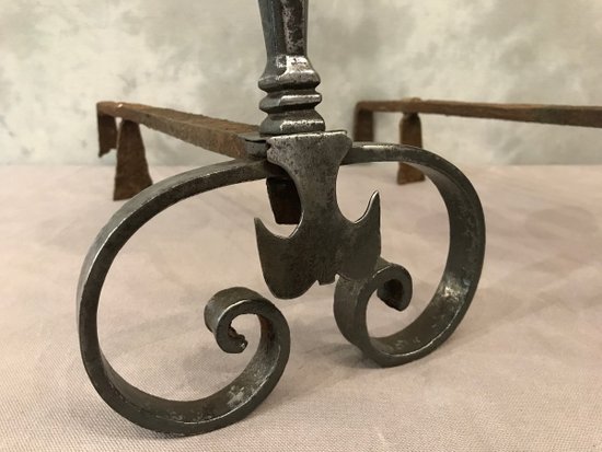 Antique Iron Andirons Late 17th Century