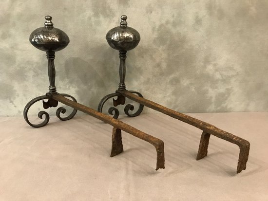 Antique Iron Andirons Late 17th Century