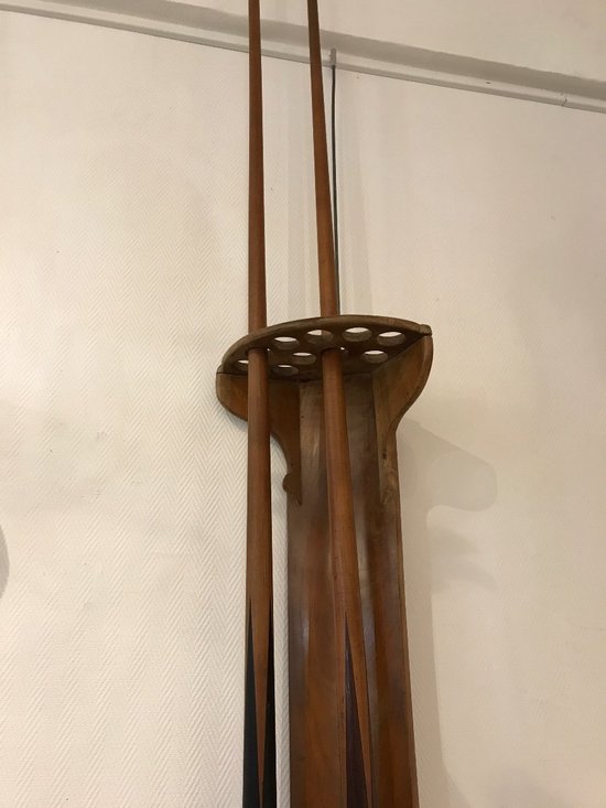 Porta stecca o canna da biliardo in legno di ciliegio del XIX secolo
