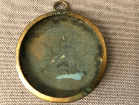 Miniature Petit églomisé Dans Un Cadre En Laiton D’époque 18 ème