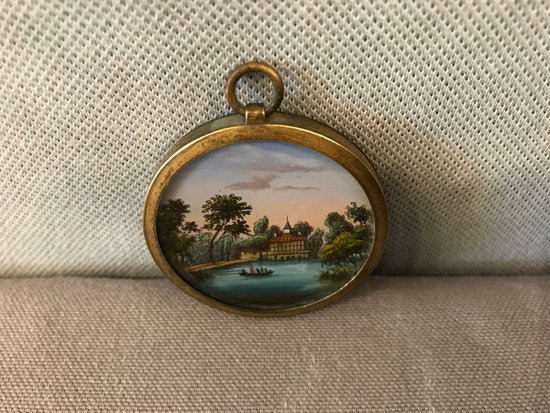 Miniature Petit églomisé Dans Un Cadre En Laiton D’époque 18 ème