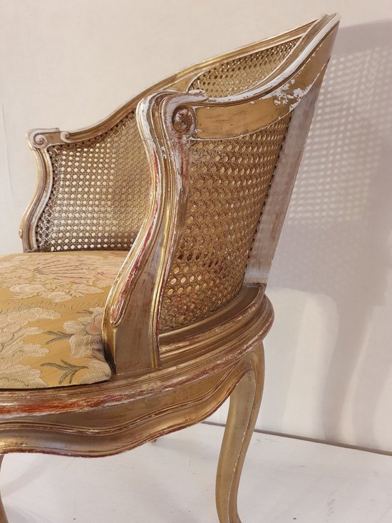 Fauteuil De Bureau En Bois Doré Napoléon III