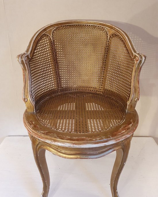 Fauteuil De Bureau En Bois Doré Napoléon III