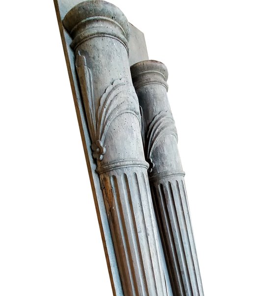 Pair Of Antique Columns 18th Century Woodwork Console Mantel Door Pedestal Scabellon Sellette