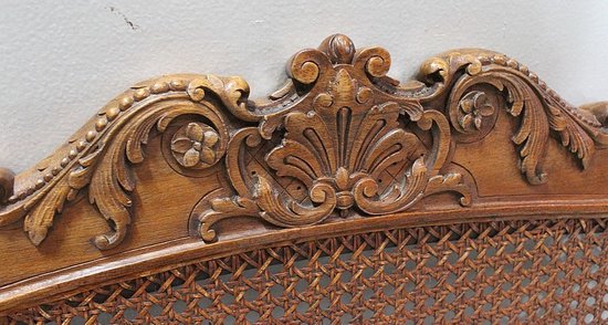 Pair of solid Walnut Caned Armchairs, Regency style - 1910 / 1920