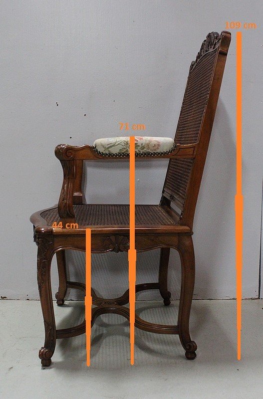 Pair of solid Walnut Caned Armchairs, Regency style - 1910 / 1920