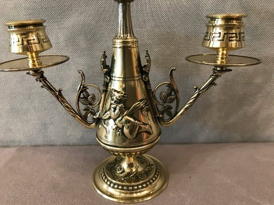 Double candlestick In Bronze Directoire Style 19th century