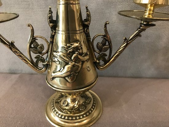 Double candlestick In Bronze Directoire Style 19th century