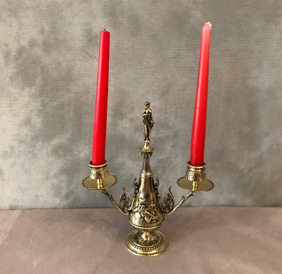 Double candlestick In Bronze Directoire Style 19th century
