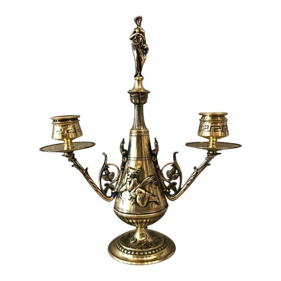 Double candlestick In Bronze Directoire Style 19th century