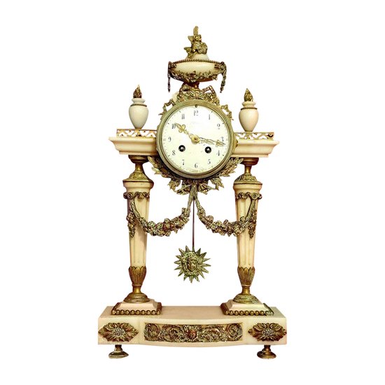 Portico Clock In Marble And Bronze Louis XVI Style Napoleon III