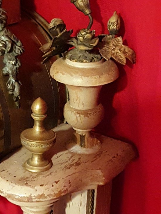Louis XVI Clock, Patinated Wood And Bronze