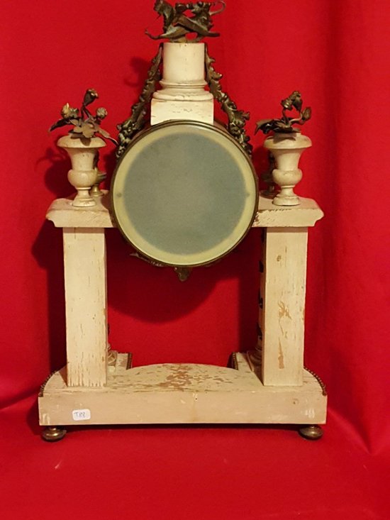 Louis XVI Clock, Patinated Wood And Bronze
