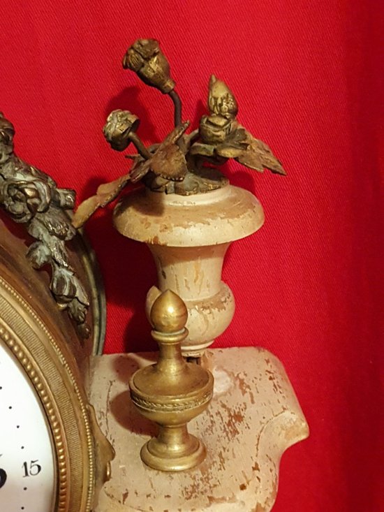 Louis XVI Clock, Patinated Wood And Bronze