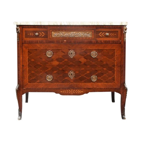 19th Century Rosewood Inlaid Transition Style Commode