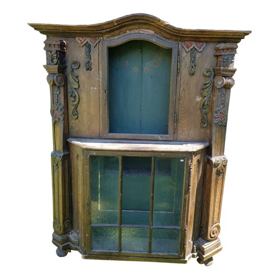 Vitrine En Sapin Polychrome XVIIIe siècle