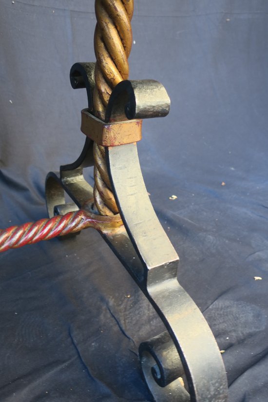 table basse en fer forgé doré et marbre