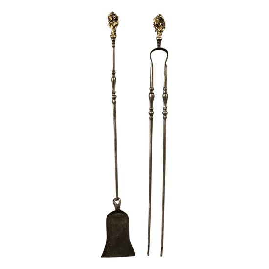 Set Of A Shovel And A Tongs In Iron And Polished Bronze Of 19 ème period