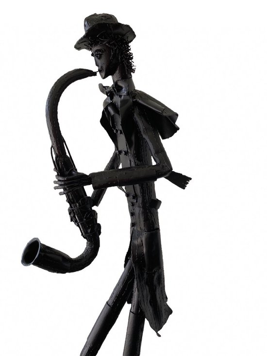 Iron Sculptures Of The Artist Jean Alexandre Delattre The Man With Flowers And The Man With Saxo.