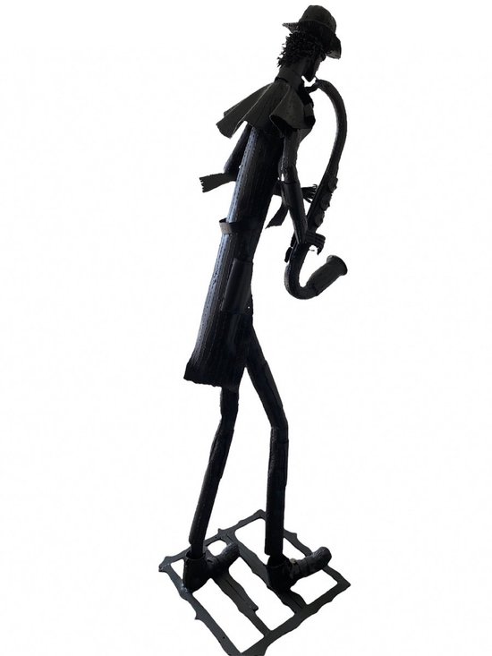 Iron Sculptures Of The Artist Jean Alexandre Delattre The Man With Flowers And The Man With Saxo.
