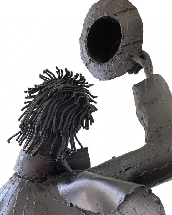 Iron Sculptures Of The Artist Jean Alexandre Delattre The Man With Flowers And The Man With Saxo.