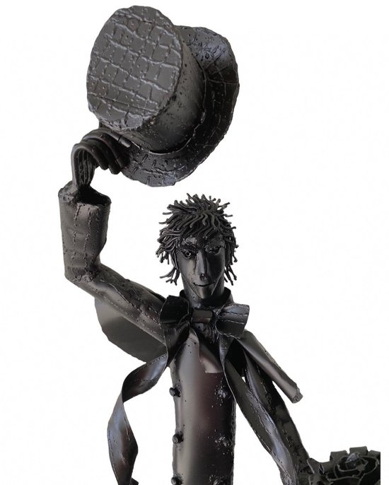 Iron Sculptures Of The Artist Jean Alexandre Delattre The Man With Flowers And The Man With Saxo.