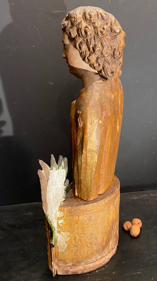 Busto reliquiario in legno dorato e policromo
