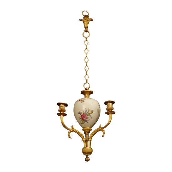 Piccolo lampadario da mobile in porcellana Directoire