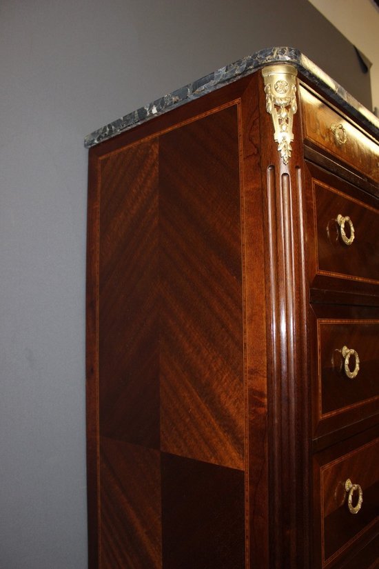 Chiffoniere in mogano e intarsio in stile Luigi XVI, 1925 ca.