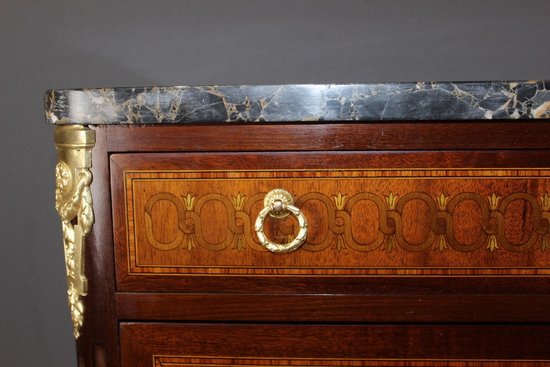 Chiffoniere in mogano e intarsio in stile Luigi XVI, 1925 ca.