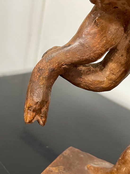 Sylvestre Clerc - Bambino che tira un serpente Scultura in terracotta Susse Frères