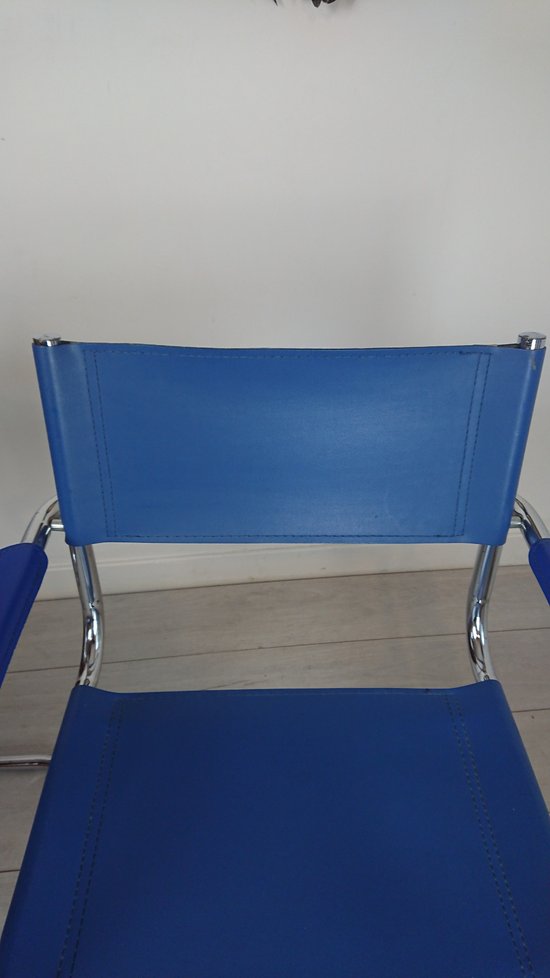 Fauteuils design cuir Bleue roi Marcel Breuer attribué Mattéo  Grassi