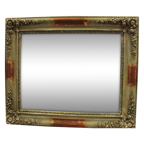 Small Restoration Mirror, Gold And Patina, Mercury Ice 46 X 56cm