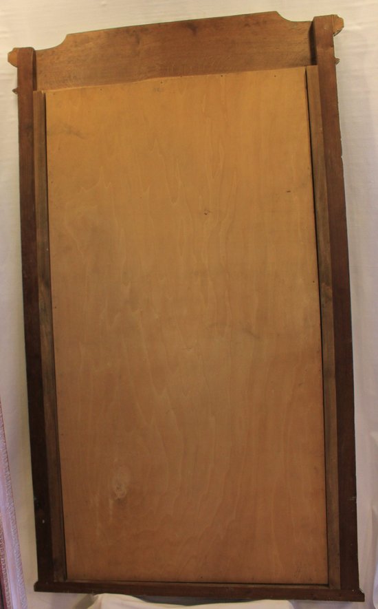 Grand Miroir Bois Sculpté Et Patiné, Glace Biseautée 99 X 168 Cm