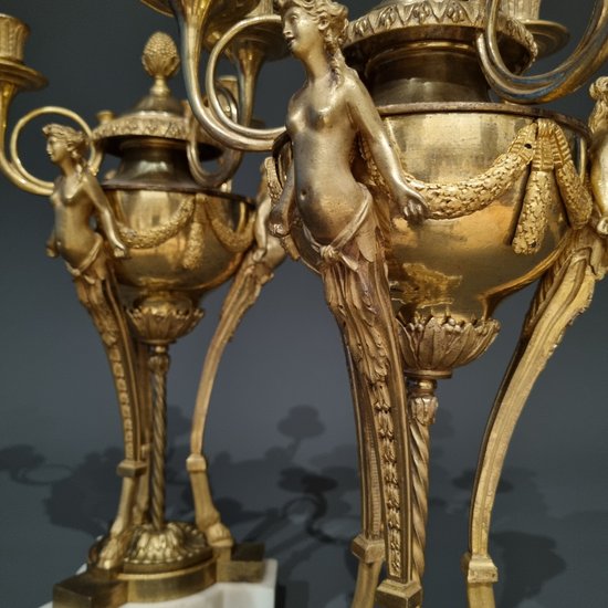 Louis XVI period, Rare pair of candelabra in athenian style. Gouthière, Thomire.