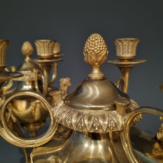Louis XVI period, Rare pair of candelabra in athenian style. Gouthière, Thomire.