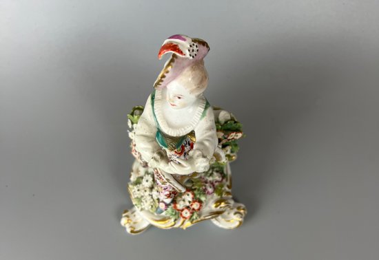 A mid 18thc Bow "New Dancers" figure on a rococo footed base 1756-65
