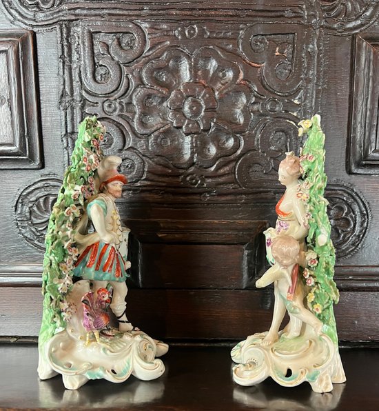 A pair of late 18thc Derby candlestick figures depicting Venus and Mars. c1765