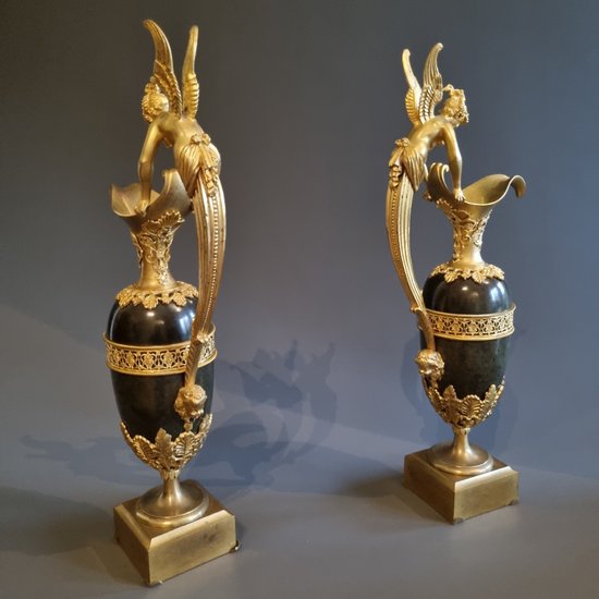 Claude Galle, Large Pair of Ewers, Early XIXth Century.