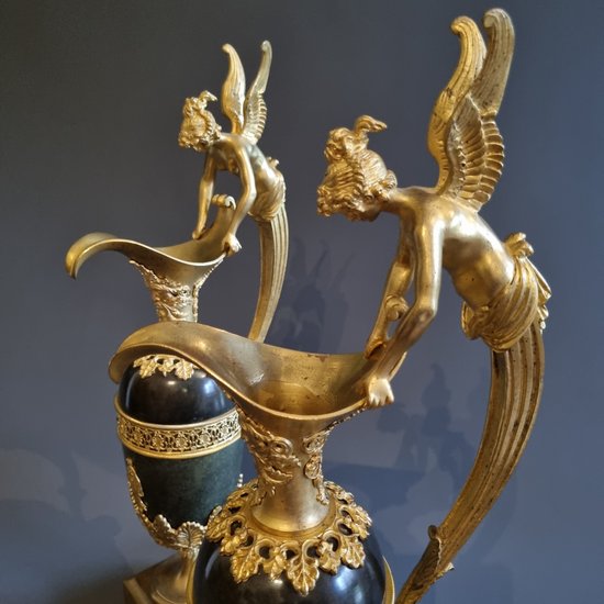 Claude Galle, Large Pair of Ewers, Early XIXth Century.