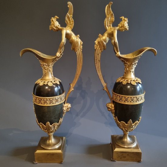 Claude Galle, Large Pair of Ewers, Early XIXth Century.