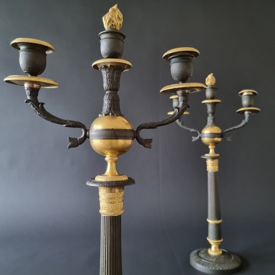 Empire-restoration Period: Large Pair Of Candelabra