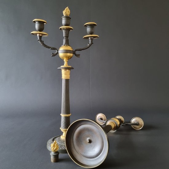 Empire-restoration Period: Large Pair Of Candelabra