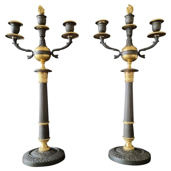 Empire-restoration Period: Large Pair Of Candelabra